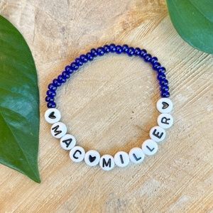 Mac Miller Beaded Bracelet | Blue Seed Beads | Elastic Stretch Fit | Unisex